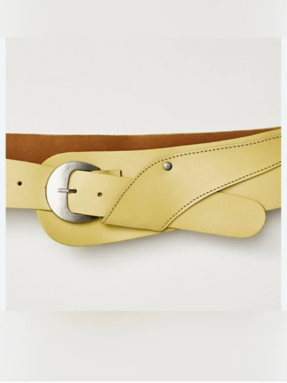 Free People NWT Leather Hip Belt Yellow Jaune Silver Buckle size S/M